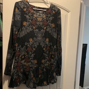 Free People Floral Dress - Black, Brown, Yellow